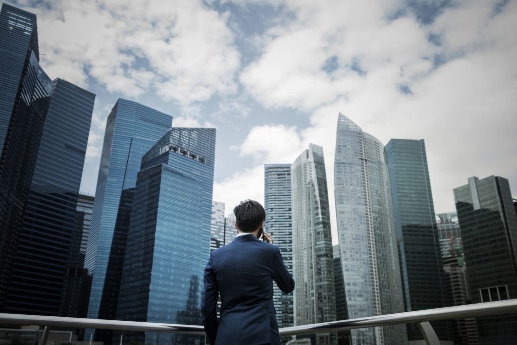 Asian businessman in a city