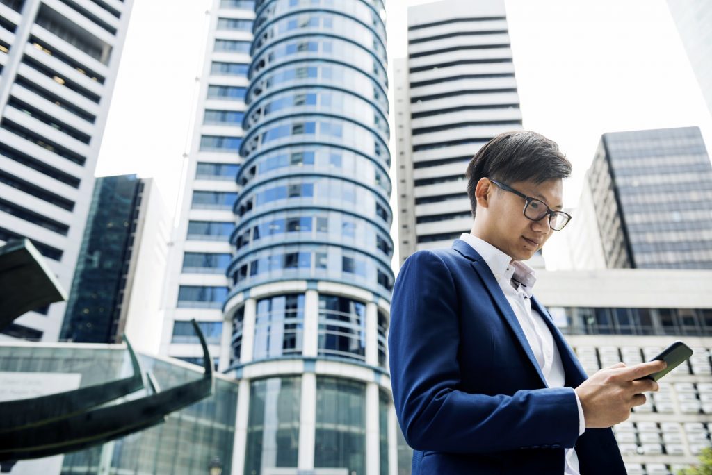 Asian businessman in a city